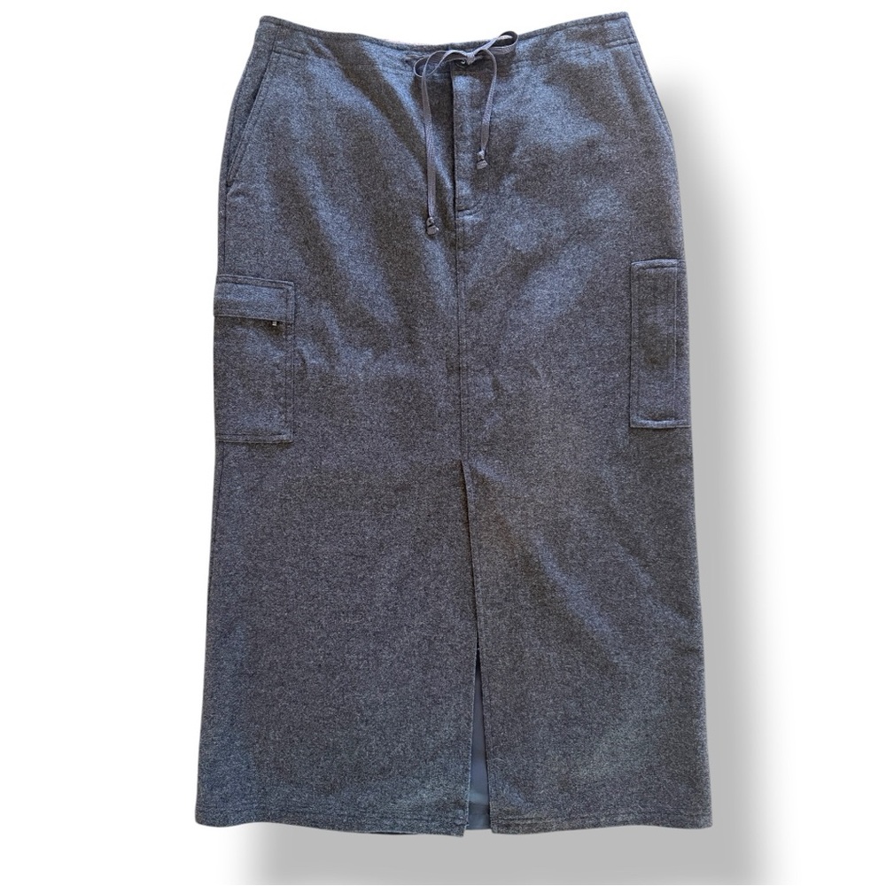 Eddie Bauer Wool Cargo Skirt 12 Drawstring Utility Athletic Maxi grey outdoor